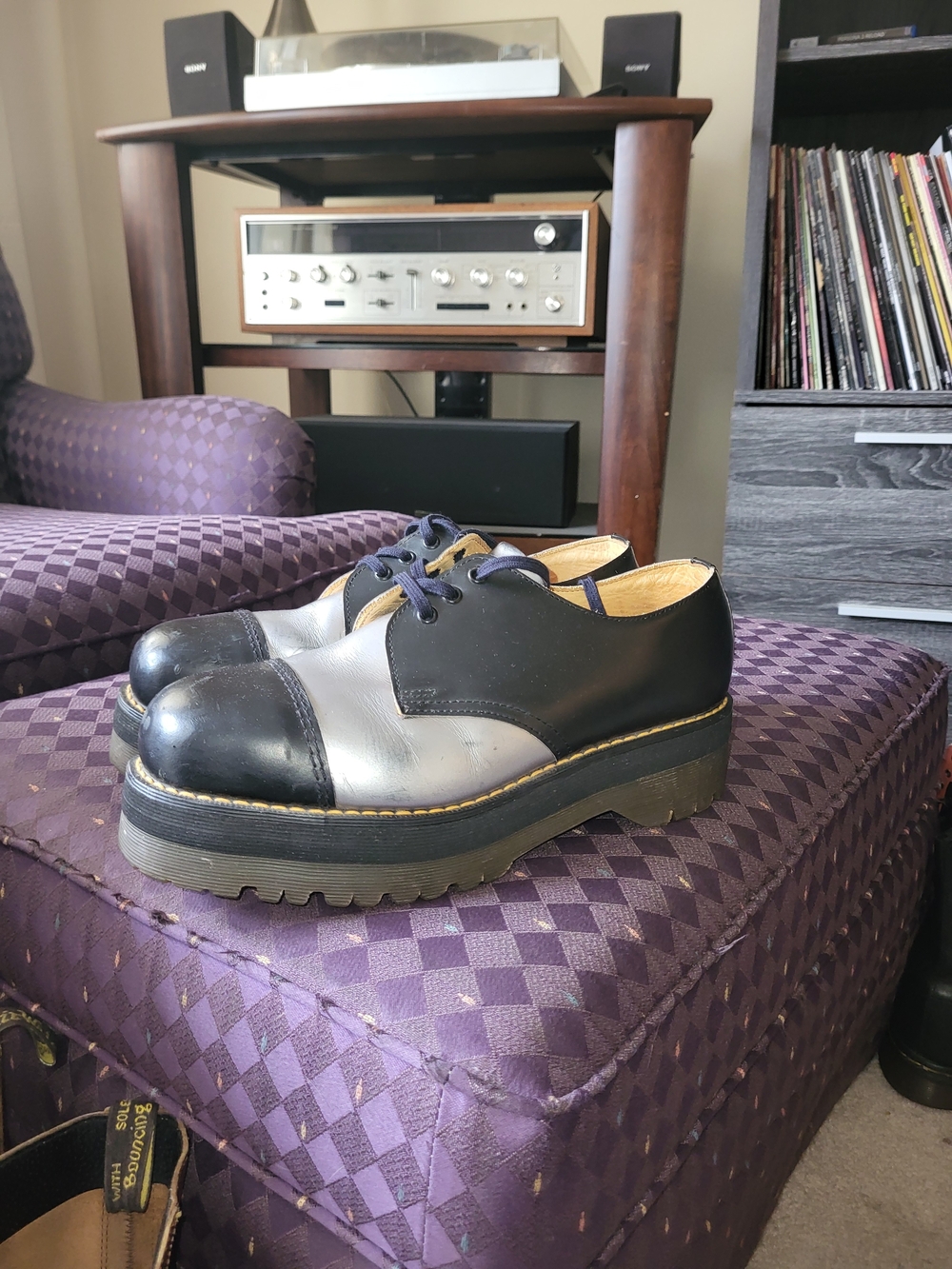 Dr. Martens Black and Silver Platform Oxfords
